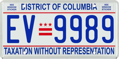 DC license plate EV9989