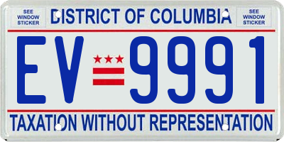 DC license plate EV9991