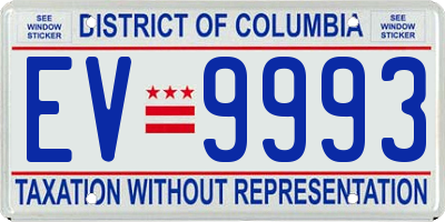 DC license plate EV9993