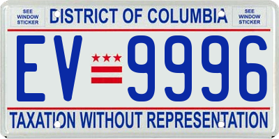 DC license plate EV9996