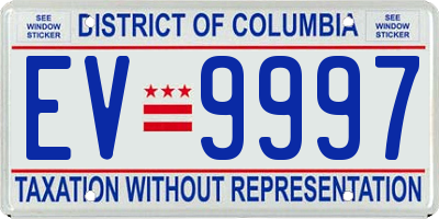 DC license plate EV9997