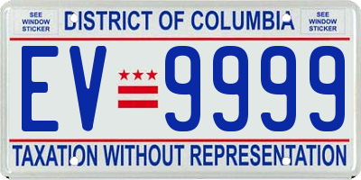 DC license plate EV9999