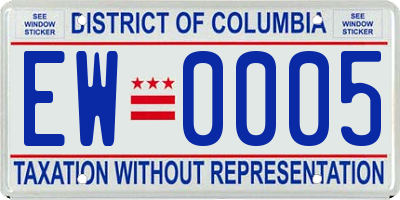 DC license plate EW0005