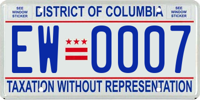 DC license plate EW0007