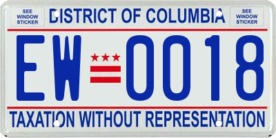 DC license plate EW0018