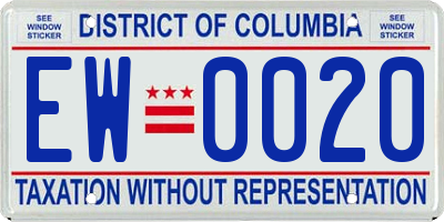 DC license plate EW0020