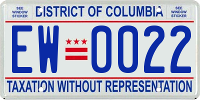 DC license plate EW0022
