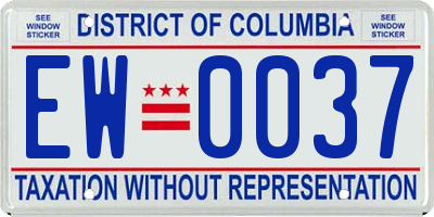 DC license plate EW0037