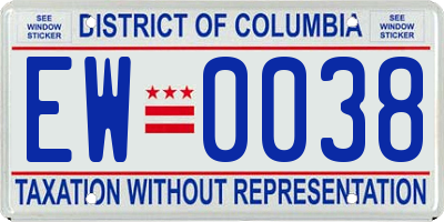 DC license plate EW0038