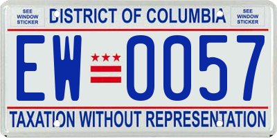 DC license plate EW0057