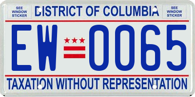 DC license plate EW0065