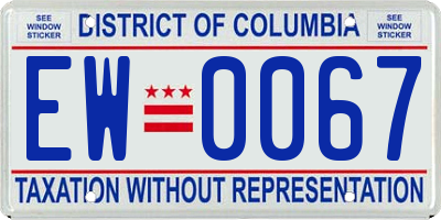 DC license plate EW0067