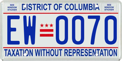 DC license plate EW0070