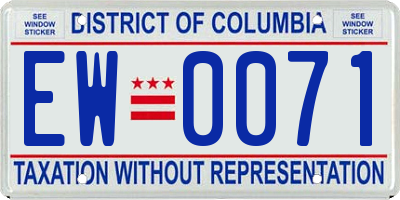 DC license plate EW0071