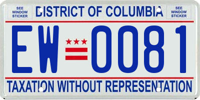 DC license plate EW0081