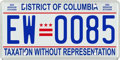 DC license plate EW0085