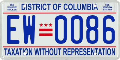 DC license plate EW0086