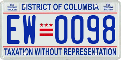 DC license plate EW0098