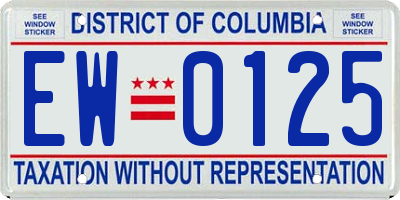 DC license plate EW0125
