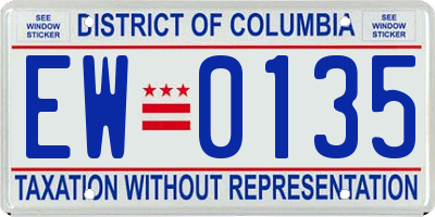 DC license plate EW0135