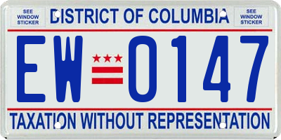 DC license plate EW0147
