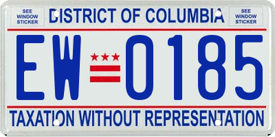 DC license plate EW0185