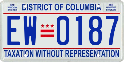 DC license plate EW0187