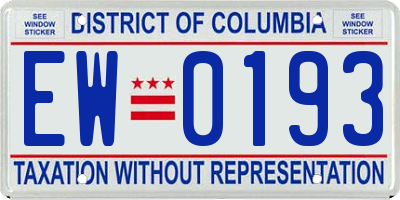 DC license plate EW0193