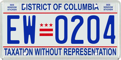 DC license plate EW0204