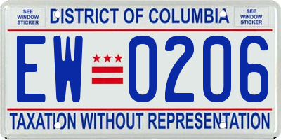 DC license plate EW0206