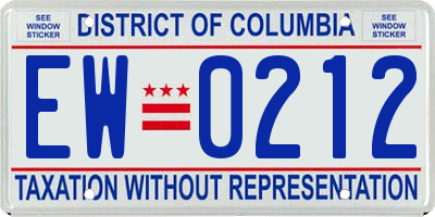 DC license plate EW0212