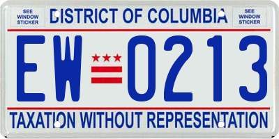 DC license plate EW0213