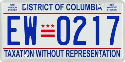 DC license plate EW0217