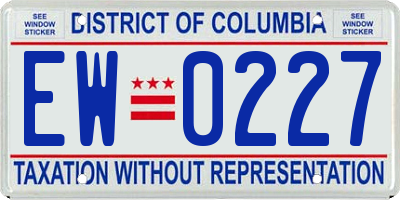 DC license plate EW0227
