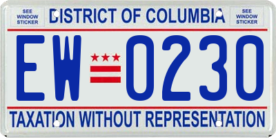 DC license plate EW0230