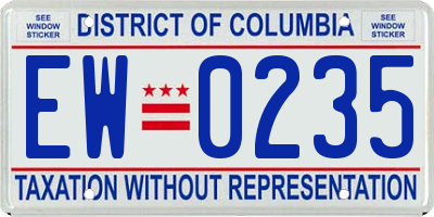 DC license plate EW0235