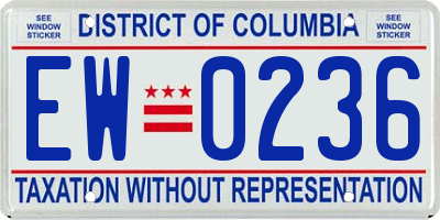 DC license plate EW0236