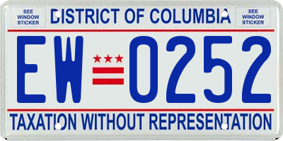 DC license plate EW0252