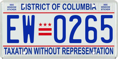 DC license plate EW0265