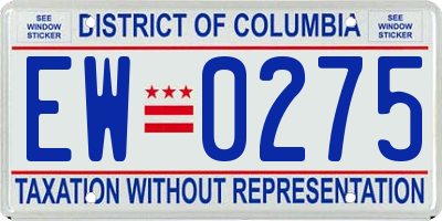 DC license plate EW0275