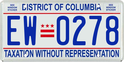 DC license plate EW0278