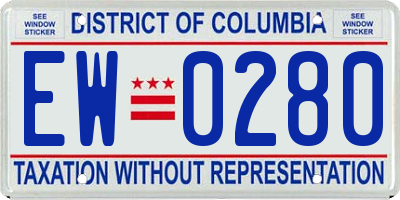 DC license plate EW0280