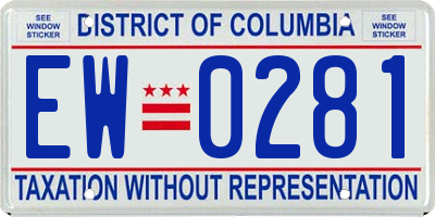 DC license plate EW0281