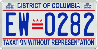 DC license plate EW0282