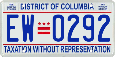 DC license plate EW0292