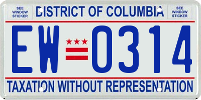 DC license plate EW0314