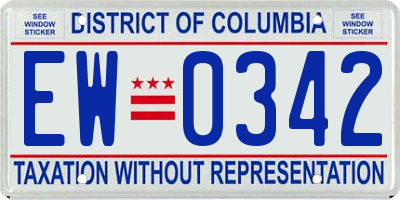 DC license plate EW0342