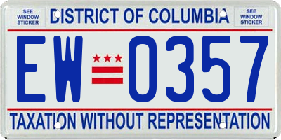 DC license plate EW0357