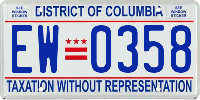 DC license plate EW0358