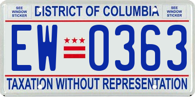 DC license plate EW0363